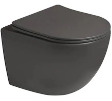 Унитаз подвесной, безободковый, темно-серый, матовый SantiLine SL-5109 белый 59x39 фаянс