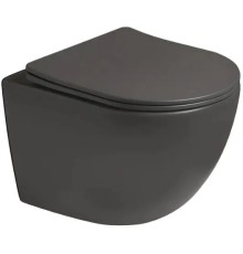 Унитаз подвесной, безободковый, темно-серый, матовый SantiLine SL-5109 белый 59x39 фаянс