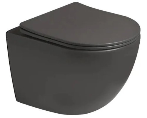 Унитаз подвесной, безободковый, темно-серый, матовый SantiLine SL-5109 белый 59x39 фаянс Унитаз подвесной, безободковый, темно-серый, матовый SantiLine SL-5109 белый 59x39 фаянс