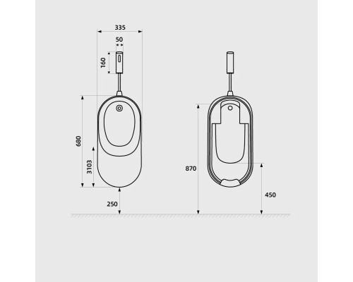 Писсуар настенный SL-6008 с внешним подключением