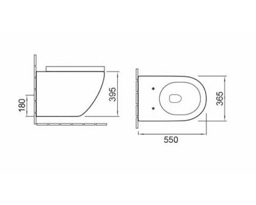 SantiLine SL-5002MB Унитаз подвесной, безободковый, матовый чёрный керамический 550*365*395 с тонким сиденьем микролифт 