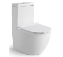 Унитаз напольный безободковый Santi Line SL-5011 Сиденье Duroplast, микролифт, арматура GEBERIT, белый глянец