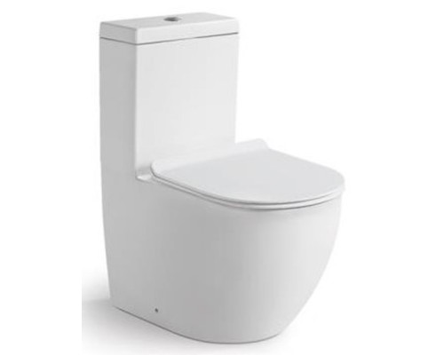 Унитаз напольный безободковый Santi Line SL-5011 Сиденье Duroplast, микролифт, арматура GEBERIT, белый глянец