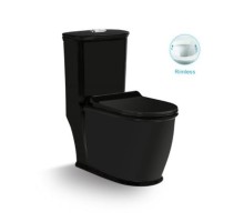 Унитаз напольный безободковый Santi Line SL-5019MB сиденье Duroplast, микролифт, арматура GEBERIT, чёрный товый