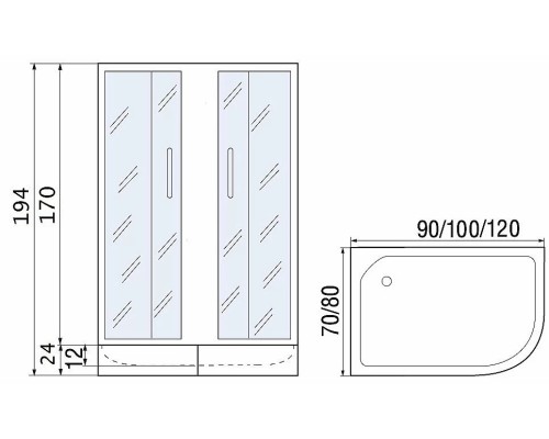 Душевой уголок River Don 100x80 MT L 10000008308 с поддоном 
