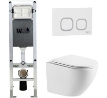 Наборы инсталляций+унитаз подвесной+кнопка AMBERG 350 ST + MERZBACH 041 XL GL-WT + AMBERG RD-WT
