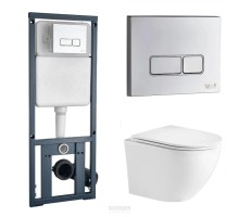 Наборы инсталляций+унитаз подвесной+кнопка MARBERG 410 + MERZBACH 043 GL-WT + MAR 410 SE CR