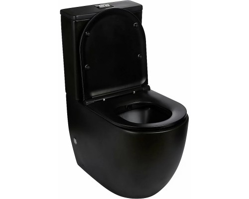 WW MERZBACH 011 MT-BL Унитаз компакт черный матовый, безободковый, с бачком, с крышкой микролифт, слив Торнадо
