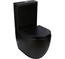 WW MERZBACH 011 MT-BL Унитаз компакт черный матовый, безободковый, с бачком, с крышкой микролифт, слив Торнадо