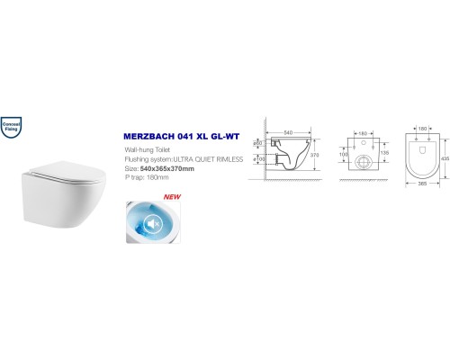 Комплект инсталляции Welt-Wasser MARBERG 410 с унитазом MERZBACH 041 XL GL-WT и клавишей смыва MAR 410 SE MT-BL черный матовый