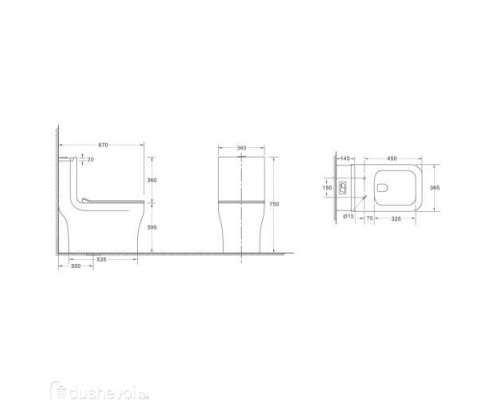 Унитаз моноблок WeltWasser WW GLANBACH 001 GL-WT безободковый, с сиденьем микролифт, белый глянцевый