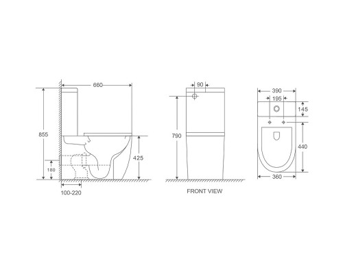 Унитаз компакт WeltWasser Merzbach 011 XL GL-WT 10000012096 с бачком и сиденьем Микролифт 