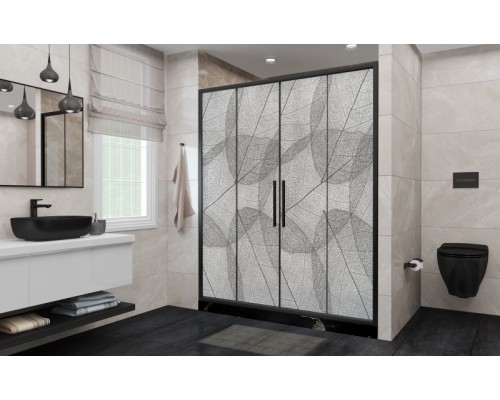 Душевая дверь Avacan FB2 190-210 MT AVA 190-210x195 стекла матовые с рисунком, профиль черный