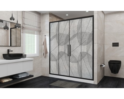 Душевая дверь Avacan FB2 190-210 MT AVA 190-210x195 стекла матовые с рисунком, профиль черный
