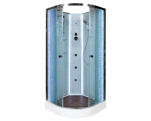 Душевая кабина Avacan EM1590NLED+GM AVA 90x90 б/к, с LED и гидромассажем, стекла с узором, профиль хром Душевая кабина Avacan EM1590NLED+GM AVA 90x90 б/к, с LED и гидромассажем, стекла с узором, профиль хром