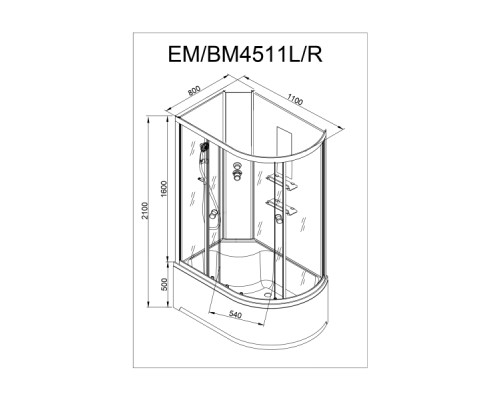Душевая кабина AvaCan EM 4511 N R