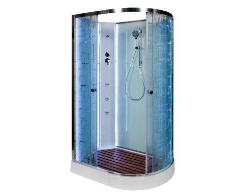 Душевая кабина Avacan EM1511LNLED+GM AVA 110x80 с LED и гидромассажем, левая, стекла с узором, профиль хром Душевая кабина Avacan EM1511LNLED+GM AVA 110x80 с LED и гидромассажем, левая, стекла с узором, профиль хром