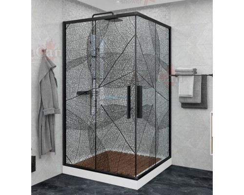 Душевой уголок Avacan KB 100-110 AVA 100x100 стекла с рисунком, профиль черный Душевой уголок Avacan KB 100-110 AVA 100x100 стекла с рисунком, профиль черный
