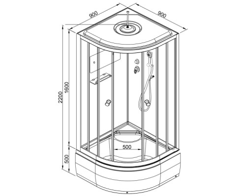 Душевая кабина AvaCan B10S LED BLACK