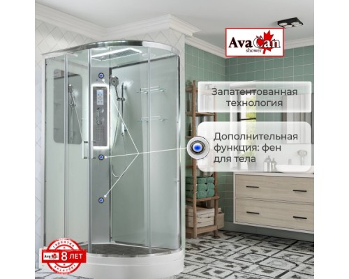 Душевая кабина Avacan A2912LLED AVA 120x90 левый, LED, стекла прозрачные, профиль хром Душевая кабина Avacan A2912LLED AVA 120x90 левый, LED, стекла прозрачные, профиль хром