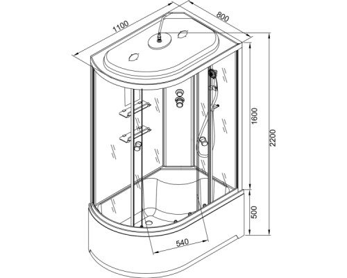 Душевая кабина AvaCan EM 4511 R с гидромассажем