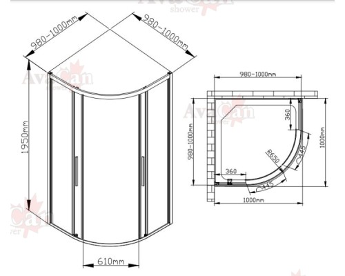 Душевой уголок AvaCan HC 100