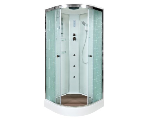Душевая кабина Avacan EM1590GM+EL AVA 90x90 с гидромассажем и электрикой, стекла с узором, профиль хром Душевая кабина Avacan EM1590GM+EL AVA 90x90 с гидромассажем и электрикой, стекла с узором, профиль хром