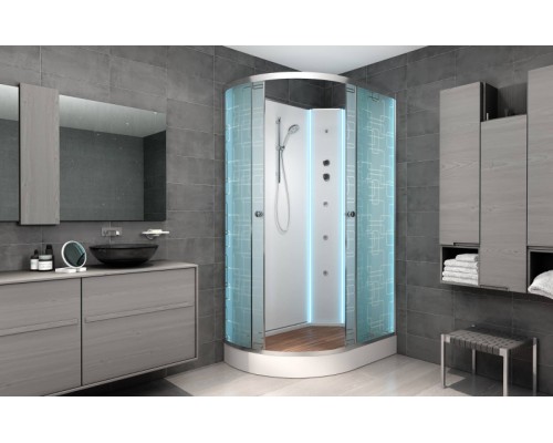 Душевая кабина Avacan EM2012RNLED+GM AVA 120x90 б/к с LED и гидромассажем, правая, стекла с узором, профиль хром Душевая кабина Avacan EM2012RNLED+GM AVA 120x90 б/к с LED и гидромассажем, правая, стекла с узором, профиль хром