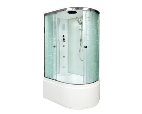 Душевая кабина Avacan EM5012LGM+EL AVA 120x90 с гидромассажем и электрикой, левая, стекла с рисунком, профиль хром Душевая кабина Avacan EM5012LGM+EL AVA 120x90 с гидромассажем и электрикой, левая, стекла с рисунком, профиль хром