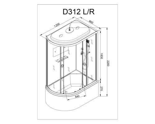 Душевая кабина AvaCan D312S LED R Душевая кабина AvaCan D312S LED R