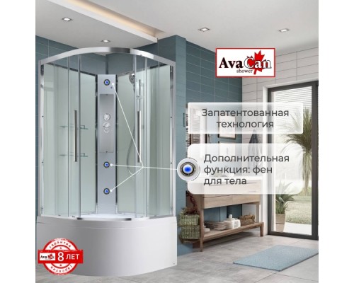 Душевая кабина Avacan EM5090NT AVA 90x90 без крыши, стекла прозрачные, профиль хром