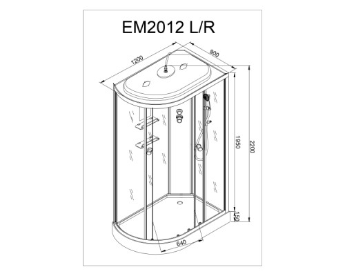 Душевая кабина AvaCan EM 2012 R с гидромассажем