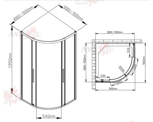 Душевой уголок AvaCan HC 90 MT