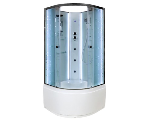 Душевая кабина Avacan EM5011NLED+GM AVA 110x110 б/к с LED и гидромассажем, стекла с узором, профиль хром Душевая кабина Avacan EM5011NLED+GM AVA 110x110 б/к с LED и гидромассажем, стекла с узором, профиль хром