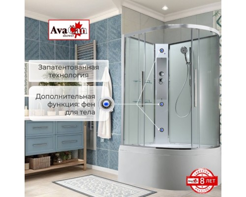 Душевая кабина Avacan EM5812LNT AVA 120x80 левая, без крыши, стекла прозрачные, профиль хром