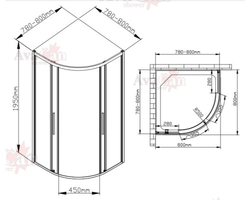 Душевой уголок AvaCan HC 80