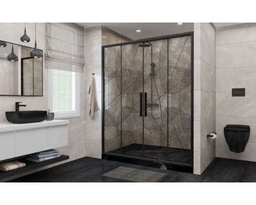 Душевая дверь Avacan FB2 190-210 AVA 190-210x195 стекла с рисунком, профиль черный