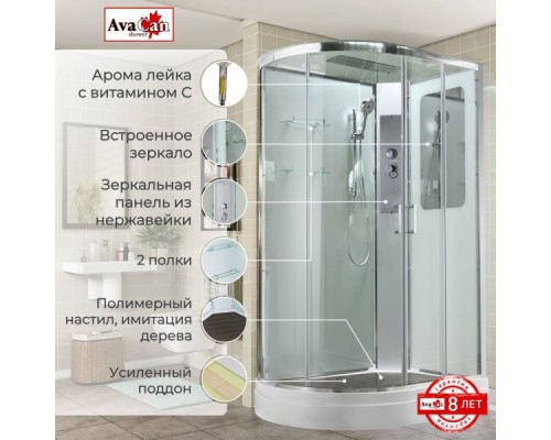Душевая кабина Avacan A2812R AVA 120x80 правая, стандарт, стекла прозрачные, профиль хром Душевая кабина Avacan A2812R AVA 120x80 правая, стандарт, стекла прозрачные, профиль хром
