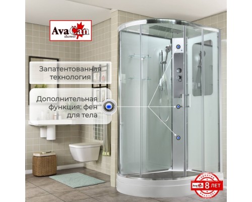 Душевая кабина Avacan A2812R AVA 120x80 правая, стандарт, стекла прозрачные, профиль хром Душевая кабина Avacan A2812R AVA 120x80 правая, стандарт, стекла прозрачные, профиль хром