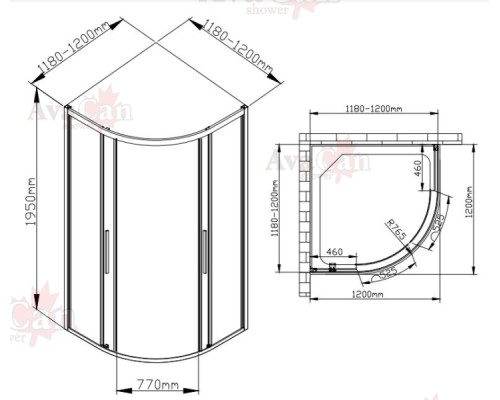 Душевой уголок AvaCan HC 120 MT