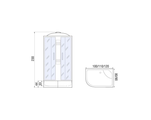 Душевая кабина River DUNAY XL 120/80/44 MT R 120х80 120х80 матовое стекло, профиль хром матовый, правая