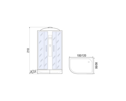 Душевая кабина River DESNA 120х90 матовое стекло, профиль хром матовый, правая