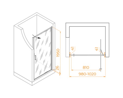 Душевая дверь RGW 100х195 SV-05-Gr серый, Ribbed, 8 мм, Easy 70320510-1510 Душевая дверь RGW 100х195 SV-05-Gr серый, Ribbed, 8 мм, Easy 70320510-1510
