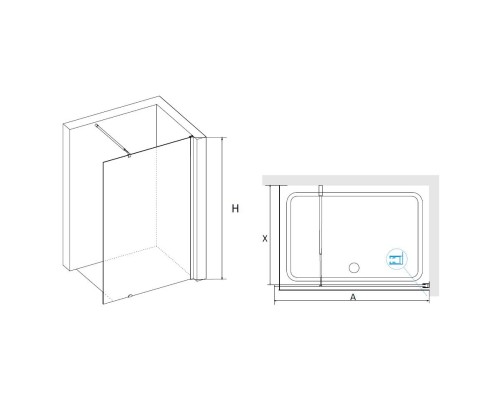 Душевая перегородка RGW WA-02 неподвижное Walk In cтекло Cora,6 мм 120*185 xром арт.41100212-41