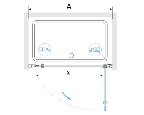 Распашная душевая дверь RGW Dolphin TN-03-B прозрачное стекло 6 мм цвет профиля Чёрный арт.54930307-14