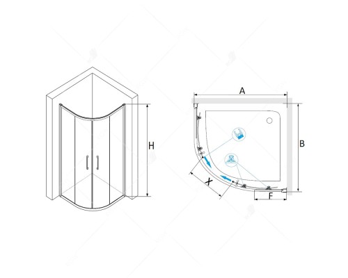 Душевой уголок, полукруг RGW PA-51-B 90х90 прозрачное cтекло 6 мм цвет профиля хром 02085199-11