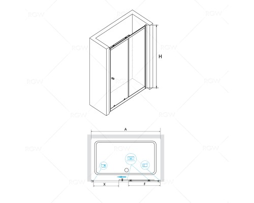 Раздвижная душевая дверь RGW CL-12 прозрачное стекло 5 мм цвет профиля хром арт.04091212-11