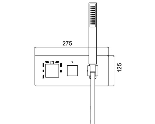 Термосмеситель с ручным душем RGW SP-44 (Хром, квадратные)