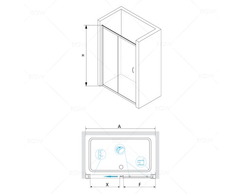 Раздвижная душевая дверь RGW PA-016 прозрачное стекло 6 мм цвет профиля хром арт.350801614-11