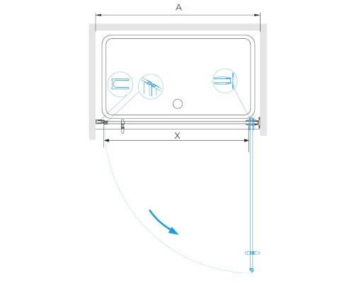 Распашная душевая дверь RGW HO-011-B прозрачное стекло 8 мм цвет профиля Чёрный арт.350601107-14